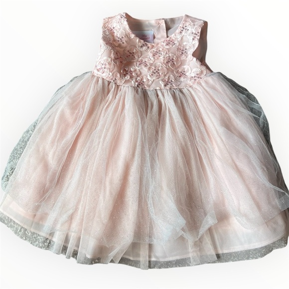 Elegant Pink and Gray Tulle Dress 12 months - Picture 1 of 1